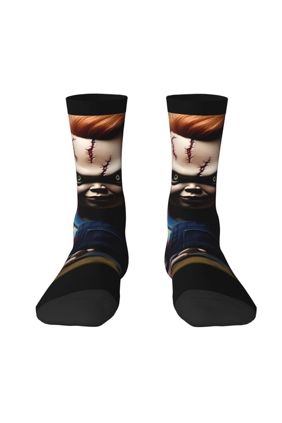 Chucky Funny Socks Men Women Adults Novelty Graphic Crew Tube Socks Crazy Design Casual Dress Socks for Sports,Running,Travel