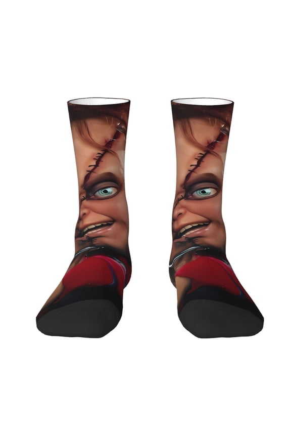 Chucky Funny Socks Men Women Adults Novelty Graphic Crew Tube Socks Crazy Design Casual Dress Socks for Sports,Running,Travel