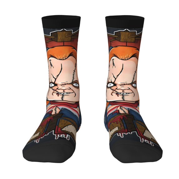 Saiise Chucky Funny Socks Men Women Adults Novelty Graphic Crew Tube Socks Crazy Design Casual Dress Socks for Sports,Running,Travel