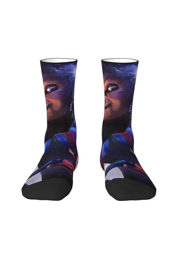 Chucky Funny Socks Men Women Adults Novelty Graphic Crew Tube Socks Crazy Design Casual Dress Socks for Sports,Running,Travel