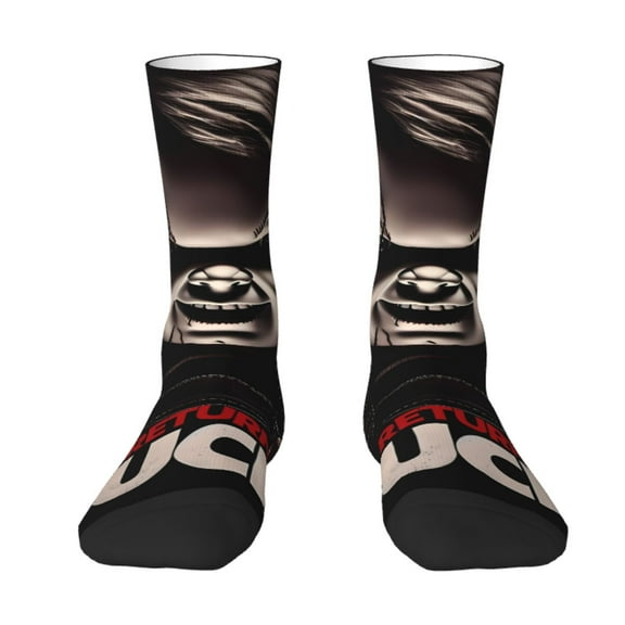 Saiise Chucky Funny Socks Men Women Adults Novelty Graphic Crew Tube Socks Crazy Design Casual Dress Socks for Sports,Running,Travel