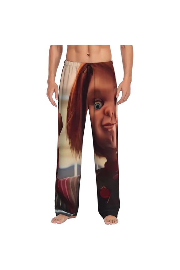 Chucky H Print Mens Pama Pants for Men,Mens Lounge Pants,Funny Gifts for Men,Men's Pama Bottoms