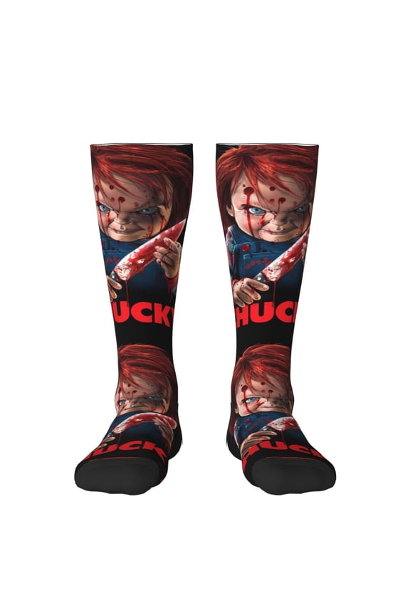 Chucky N Funny Socks Men Women Boys Kids Adults Novelty Graphic Crew Tube Socks Crazy Design Casual Dress Socks for Sports,Running,Travel