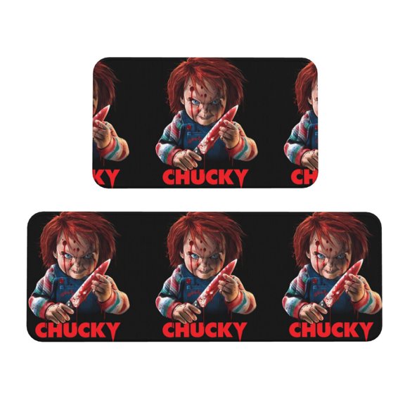 Saiise Chucky N Print 2 Pcs Kitchen Rugs and Mats,Non-Slip Waterproof Kitchen Rug Set for Kitchen,Office,Sink 17"x47.2"+17"x29.5"