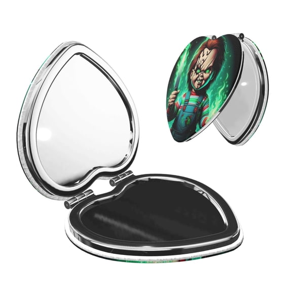 Saiise Chucky Print Compact Mirror,Travel Makeup Mirror,Mini Mirror for Purse,Handbag,2.6 inch Small Folding Portable Handheld Mirror