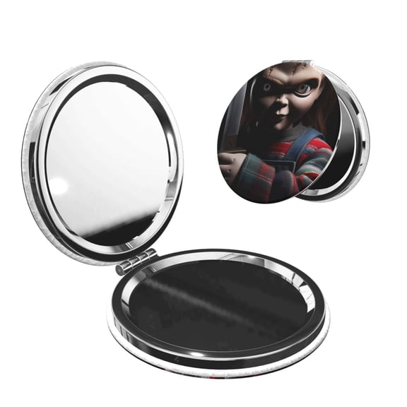 Saiise Chucky Print Compact Mirror,Travel Makeup Mirror,Mini Mirror for Purse,Handbag,2.6 inch Small Folding Portable Handheld Mirror