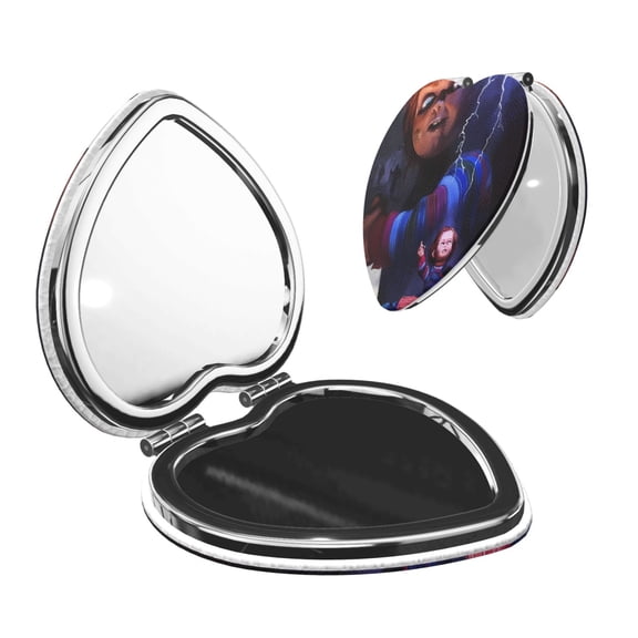 Saiise Chucky Print Compact Mirror,Travel Makeup Mirror,Mini Mirror for Purse,Handbag,2.6 inch Small Folding Portable Handheld Mirror