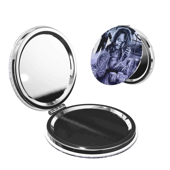 Saiise Chucky Print Compact Mirror,Travel Makeup Mirror,Mini Mirror for Purse,Handbag,2.6 inch Small Folding Portable Handheld Mirror