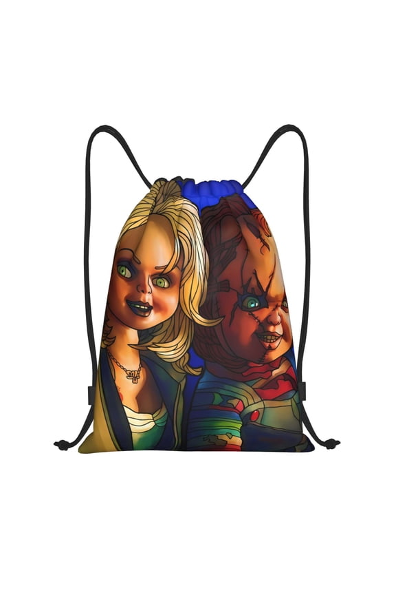 Chucky Print Drawstring Backpack String Bag Sackpack Cinch Water Resistant for Gym Shopping Sport Yoga