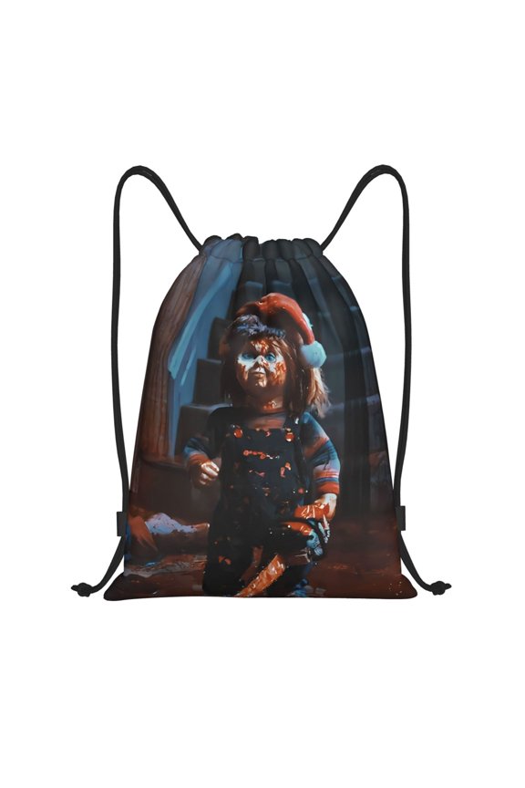 Chucky Print Drawstring Backpack String Bag Sackpack Cinch Water Resistant for Gym Shopping Sport Yoga