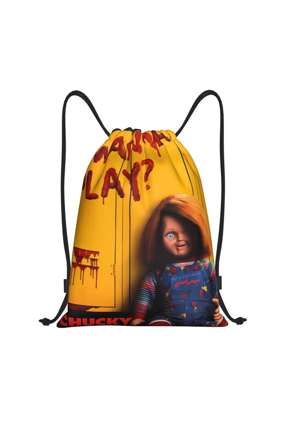 Chucky Print Drawstring Backpack String Bag Sackpack Cinch Water Resistant for Gym Shopping Sport Yoga