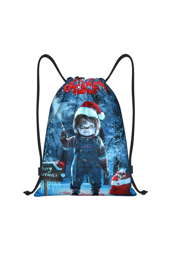 Chucky Print Drawstring Backpack String Bag Sackpack Cinch Water Resistant for Gym Shopping Sport Yoga
