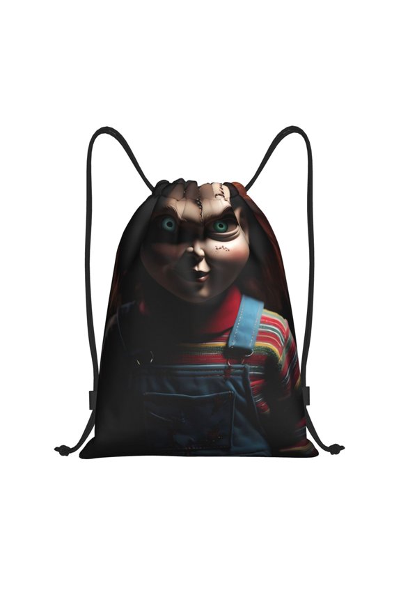 Chucky Print Drawstring Backpack String Bag Sackpack Cinch Water Resistant for Gym Shopping Sport Yoga