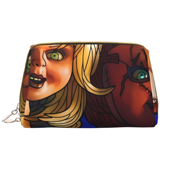 Saiise Chucky Print Makeup Bag PU Leather Travel Makeup Bag Organizer Makeup Pouch, Portable Cosmetic Bags for Women,Cute Make Up Bag for Travel Size Toiletries Accessories Brushes