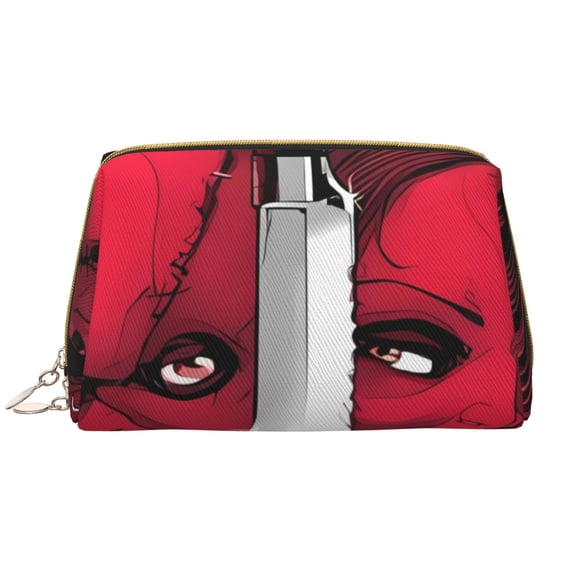 Saiise Chucky Print Makeup Bag PU Leather Travel Makeup Bag Organizer Makeup Pouch, Portable Cosmetic Bags for Women,Cute Make Up Bag for Travel Size Toiletries Accessories Brushes