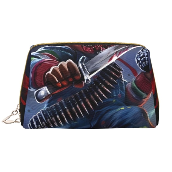 Saiise Chucky Print Makeup Bag PU Leather Travel Makeup Bag Organizer Makeup Pouch, Portable Cosmetic Bags for Women,Cute Make Up Bag for Travel Size Toiletries Accessories Brushes