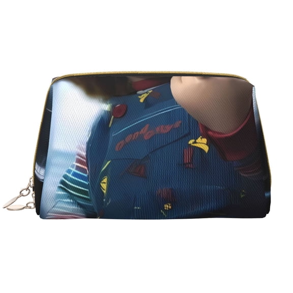Saiise Chucky Print Makeup Bag PU Leather Travel Makeup Bag Organizer Makeup Pouch, Portable Cosmetic Bags for Women,Cute Make Up Bag for Travel Size Toiletries Accessories Brushes