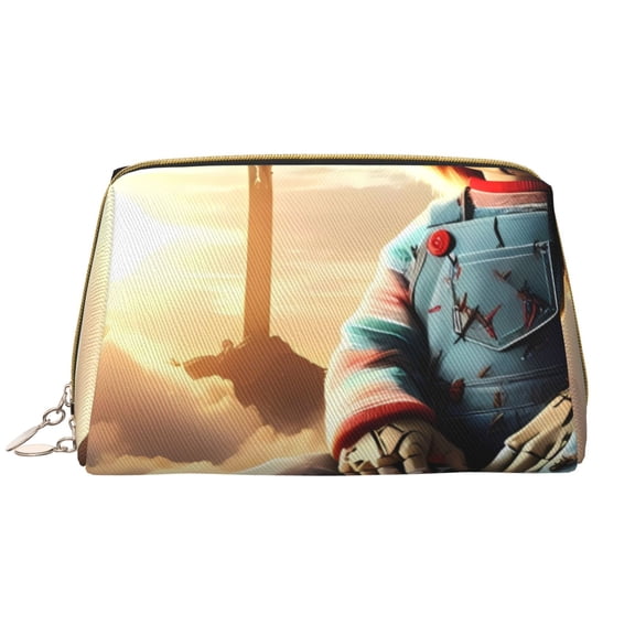 Saiise Chucky Print Makeup Bag PU Leather Travel Makeup Bag Organizer Makeup Pouch, Portable Cosmetic Bags for Women,Cute Make Up Bag for Travel Size Toiletries Accessories Brushes