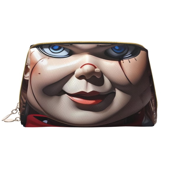 Saiise Chucky Print Makeup Bag PU Leather Travel Makeup Bag Organizer Makeup Pouch, Portable Cosmetic Bags for Women,Cute Make Up Bag for Travel Size Toiletries Accessories Brushes