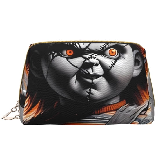 Saiise Chucky Print Makeup Bag PU Leather Travel Makeup Bag Organizer Makeup Pouch, Portable Cosmetic Bags for Women,Cute Make Up Bag for Travel Size Toiletries Accessories Brushes