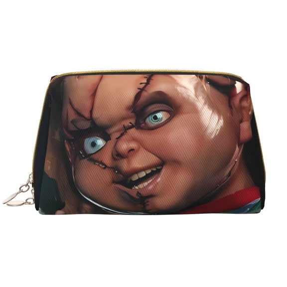 Saiise Chucky Print Makeup Bag PU Leather Travel Makeup Bag Organizer Makeup Pouch, Portable Cosmetic Bags for Women,Cute Make Up Bag for Travel Size Toiletries Accessories Brushes