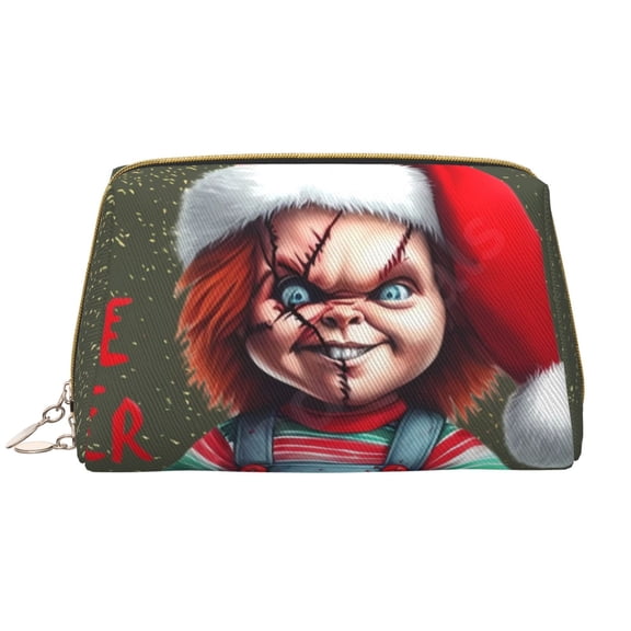 Saiise Chucky Print Makeup Bag PU Leather Travel Makeup Bag Organizer Makeup Pouch, Portable Cosmetic Bags for Women,Cute Make Up Bag for Travel Size Toiletries Accessories Brushes