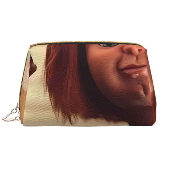 Saiise Chucky Print Makeup Bag PU Leather Travel Makeup Bag Organizer Makeup Pouch, Portable Cosmetic Bags for Women,Cute Make Up Bag for Travel Size Toiletries Accessories Brushes