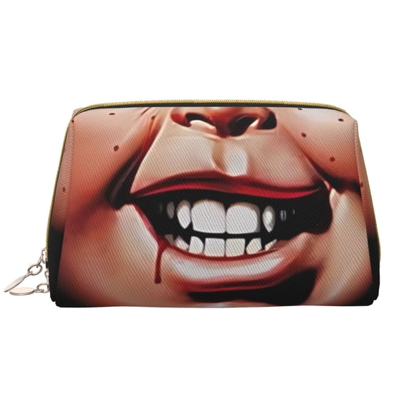 Saiise Chucky Print Makeup Bag PU Leather Travel Makeup Bag Organizer Makeup Pouch, Portable Cosmetic Bags for Women,Cute Make Up Bag for Travel Size Toiletries Accessories Brushes