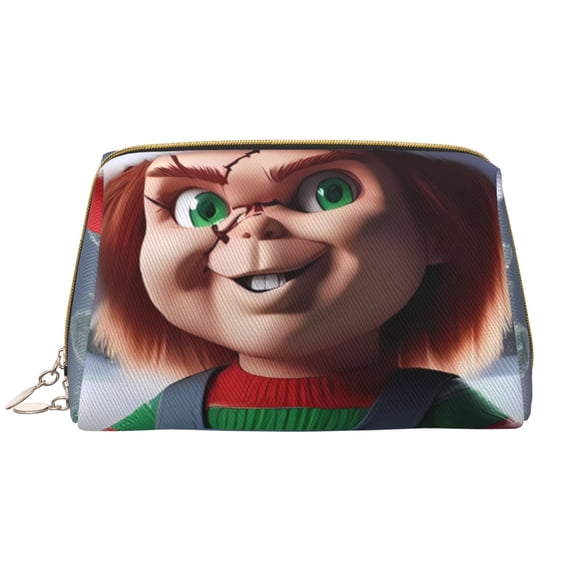 Saiise Chucky Print Makeup Bag PU Leather Travel Makeup Bag Organizer Makeup Pouch, Portable Cosmetic Bags for Women,Cute Make Up Bag for Travel Size Toiletries Accessories Brushes