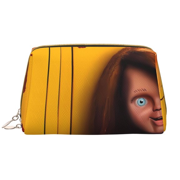 Saiise Chucky Print Makeup Bag PU Leather Travel Makeup Bag Organizer Makeup Pouch, Portable Cosmetic Bags for Women,Cute Make Up Bag for Travel Size Toiletries Accessories Brushes