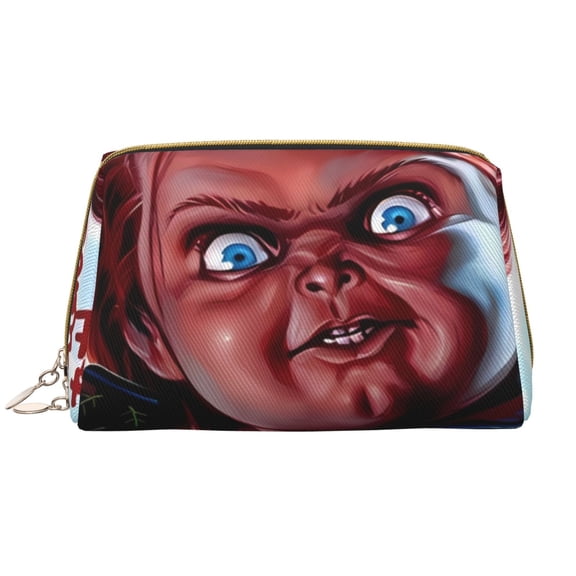 Saiise Chucky Print Makeup Bag PU Leather Travel Makeup Bag Organizer Makeup Pouch, Portable Cosmetic Bags for Women,Cute Make Up Bag for Travel Size Toiletries Accessories Brushes