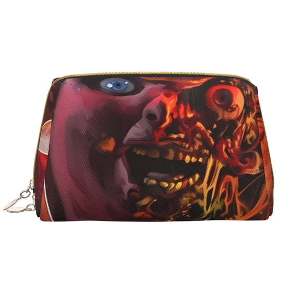 Saiise Chucky Print Makeup Bag PU Leather Travel Makeup Bag Organizer Makeup Pouch, Portable Cosmetic Bags for Women,Cute Make Up Bag for Travel Size Toiletries Accessories Brushes