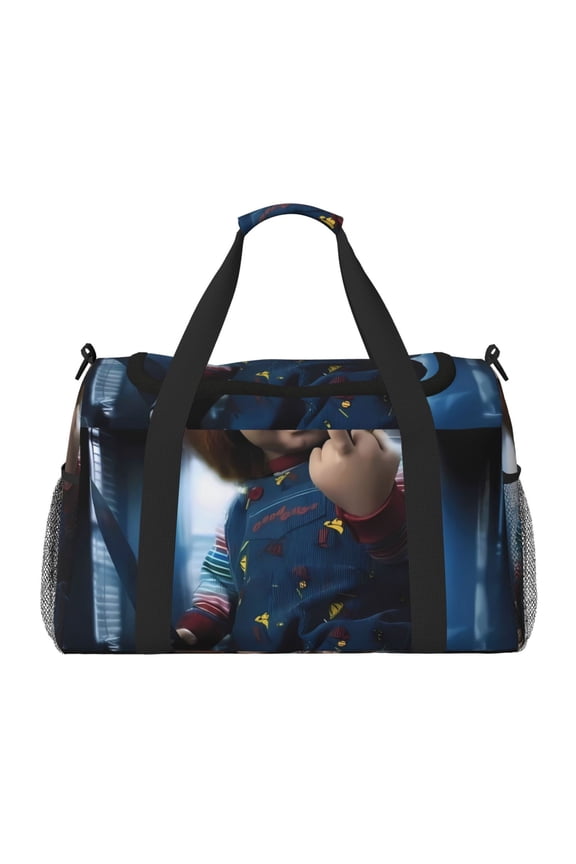 Chucky Print Travel Duffel Bag,Weekender Bags for Women Men with Shoe Compartment,Carry on Overnight Bag with Toiletry Bag