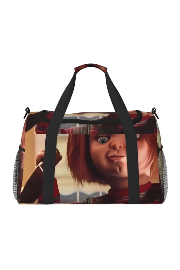 Chucky Print Travel Duffel Bag,Weekender Bags for Women Men with Shoe Compartment,Carry on Overnight Bag with Toiletry Bag
