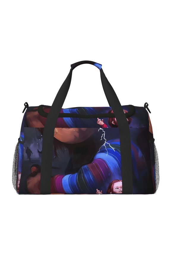 Chucky Print Travel Duffel Bag,Weekender Bags for Women Men with Shoe Compartment,Carry on Overnight Bag with Toiletry Bag
