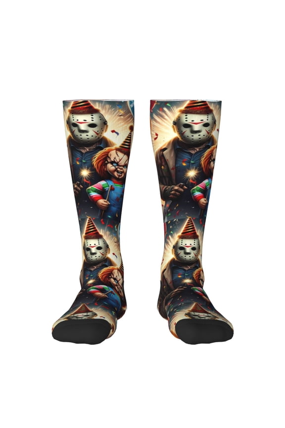 Chucky R Funny Socks Men Women Boys Kids Adults Novelty Graphic Crew Tube Socks Crazy Design Casual Dress Socks for Sports,Running,Travel