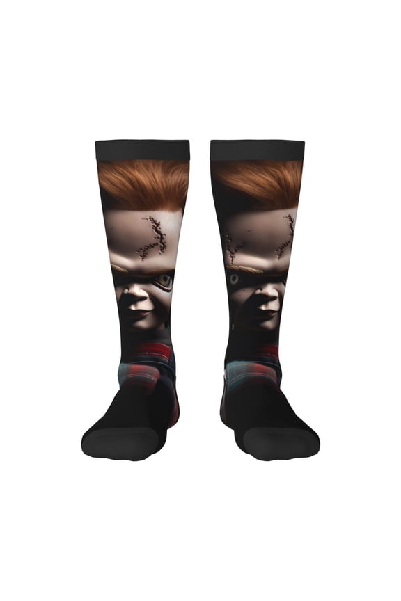 Chucky T Funny Socks Men Women Boys Kids Adults Novelty Graphic Crew Tube Socks Crazy Design Casual Dress Socks for Sports,Running,Travel