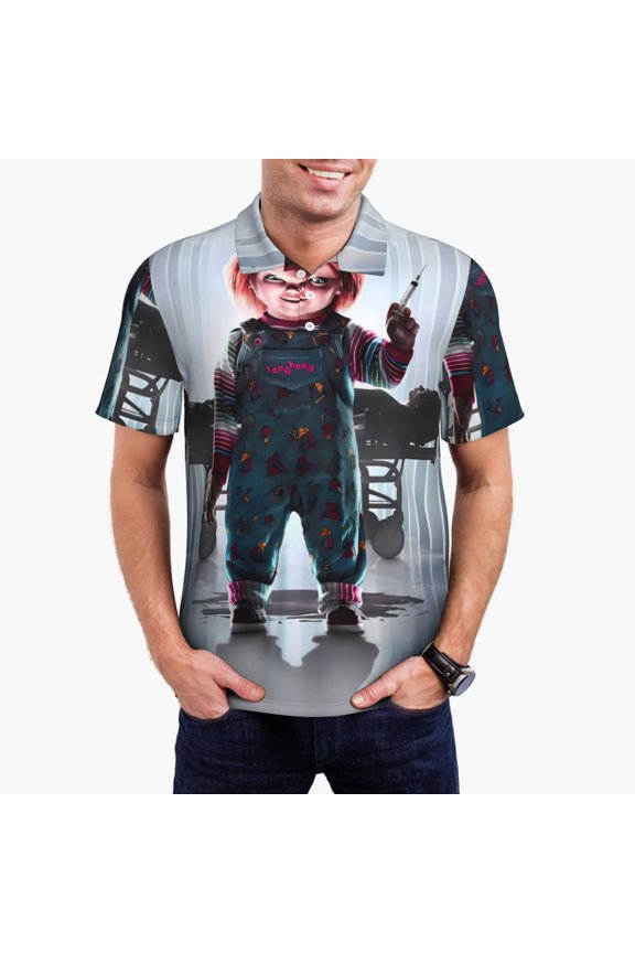 Chucky Y Mens Golf Shirt Moisture Wicking Dry Fit Mens Polo Shirts Dry Fit Performance Men's Golf Shirts Regular Fit Fashion Print