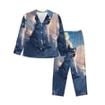 thumbnail image 1 of Saiise Cloud Wolf Print Women Soft Pajama Sets,Long Sleeve Sleepwear Button Up 2-Piece Pjs Lounge Sets-X-Large, 1 of 7