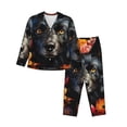 thumbnail image 1 of Saiise Colorful Floral Black Dog Print Women Soft Pajama Sets,Long Sleeve Sleepwear Button Up 2-Piece Pjs Lounge Sets-Large, 1 of 7