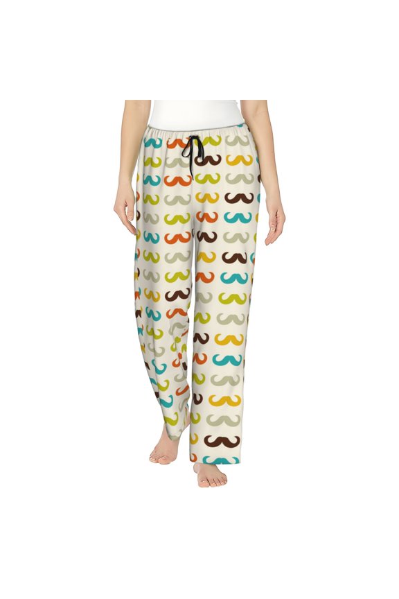 Colorful Mustache Womens Pajama Pants Stretch Comfy Lounge Pants Drawstring Sleep Bottoms with Pockets-