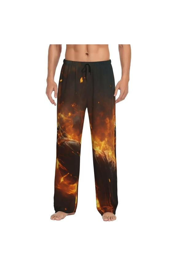Cool Fire Man Print Mens Pajama Pants for Men,Mens Lounge Pants,Funny Gifts for Men,Men's Pajama Bottoms-Medium