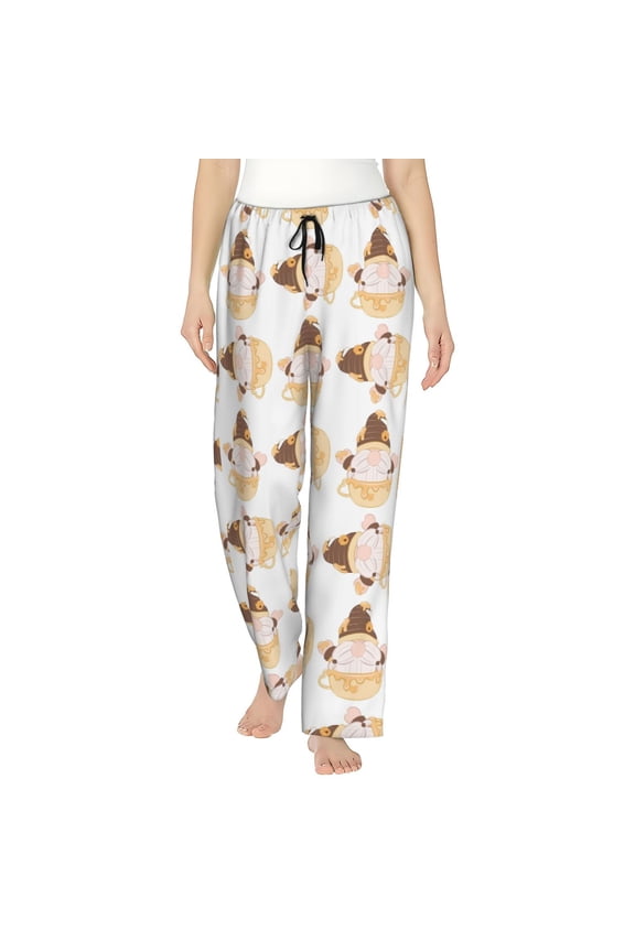 Cute Bee Gnome Womens Pajama Pants Stretch Comfy Lounge Pants Drawstring Sleep Bottoms with Pockets-