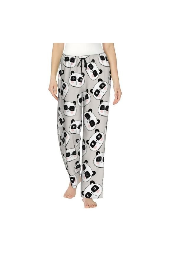 Cute Panda Womens Pajama Pants Stretch Comfy Lounge Pants Drawstring Sleep Bottoms with Pockets-Medium