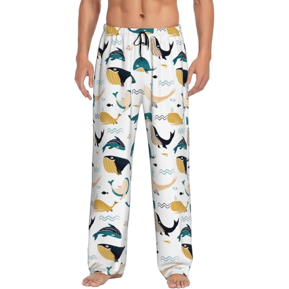 Saiise Cute Whale Print Mens Pajama Pants for Men,Mens Lounge Pants,Funny Gifts for Men,Men's Pajama Bottoms-Medium