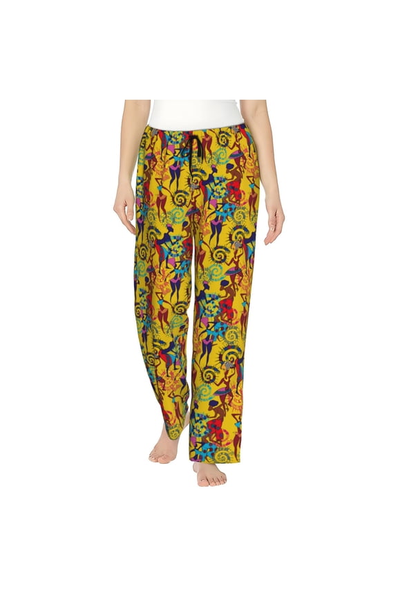 Dancing African Womens Womens Pajama Pants Stretch Comfy Lounge Pants Drawstring Sleep Bottoms with Pockets-Small