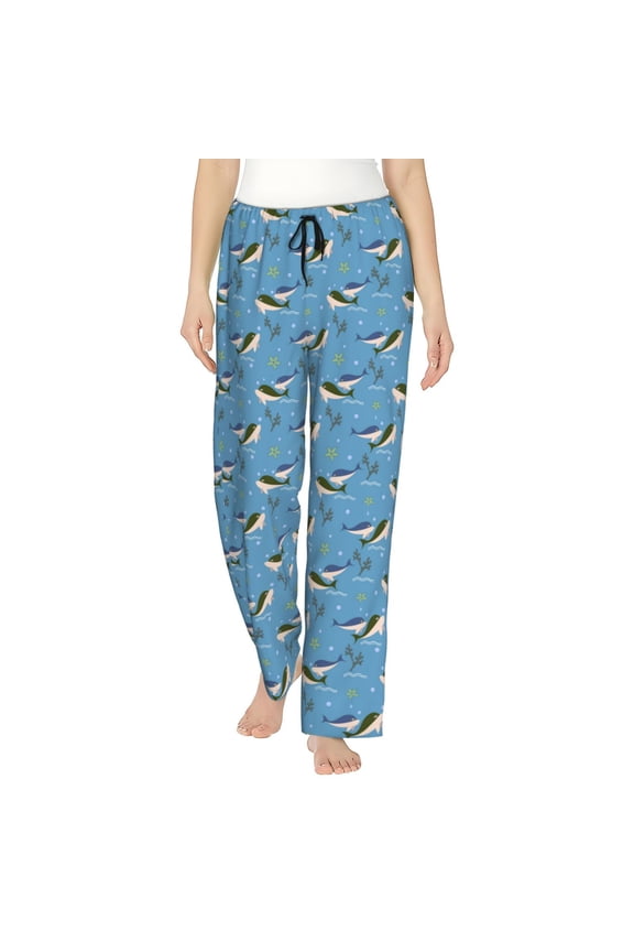 Dolphin Lovers Womens Pajama Pants Stretch Comfy Lounge Pants Drawstring Sleep Bottoms with Pockets-Large