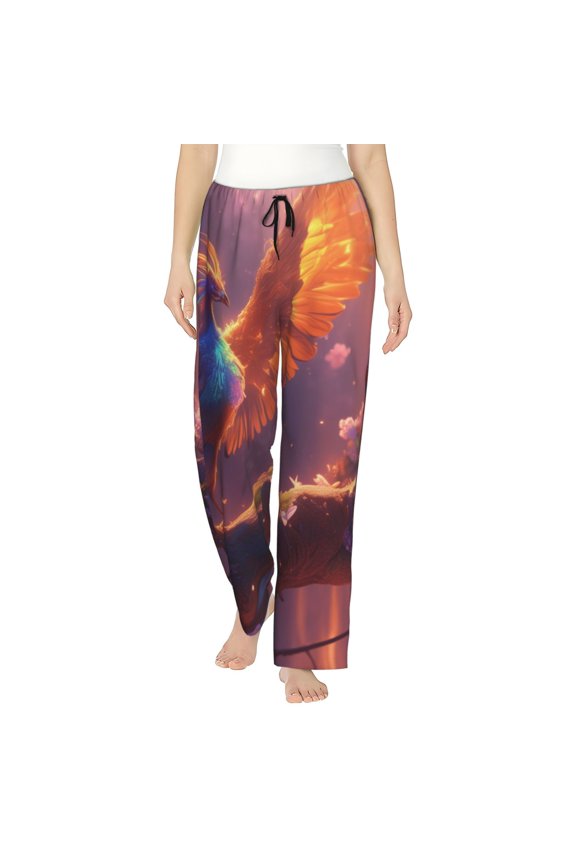 Fantasy Bird Illustration Womens Pajama Pants Stretch Comfy Lounge Pants Drawstring Sleep Bottoms with Pockets-XX-Large