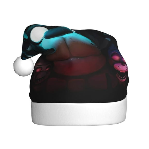 Saiise Five Nights At Freddy'S Christmas Hat,Santa Hat,Xmas Holiday Hat for Adults,Unisex Velvet Classic Santa Hat for Xmas New Year Party Headwear