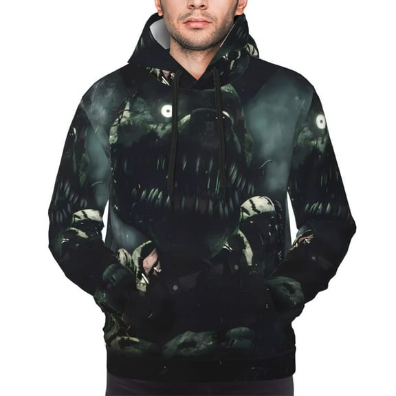 Saiise Five Nights At Freddy'S Men's Graphic Print Long Sleeve Drawstring Hoodie Pullover Sweatshirt-3X-Large